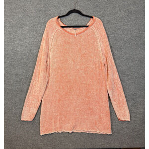 Free People Sweater Womens Medium Orange Chenille Oversized Sweater Bohemian